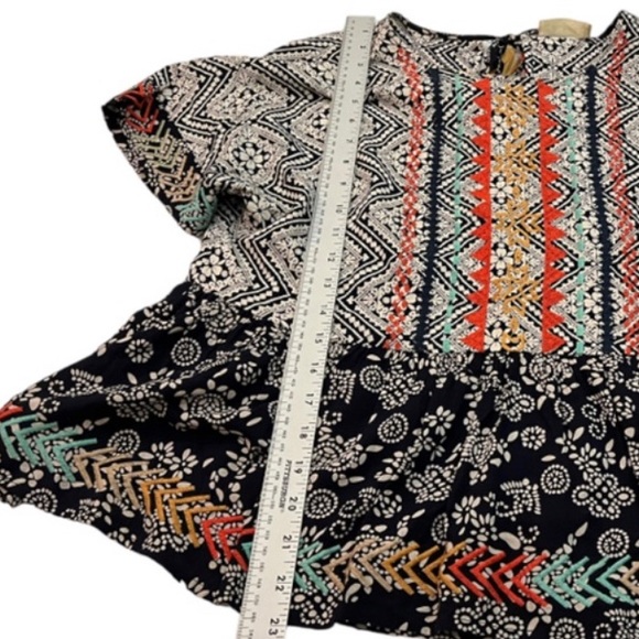 Altar’d State Women’s Short Sleeve Embroidered Peplum Hem Top - Picture 6 of 7